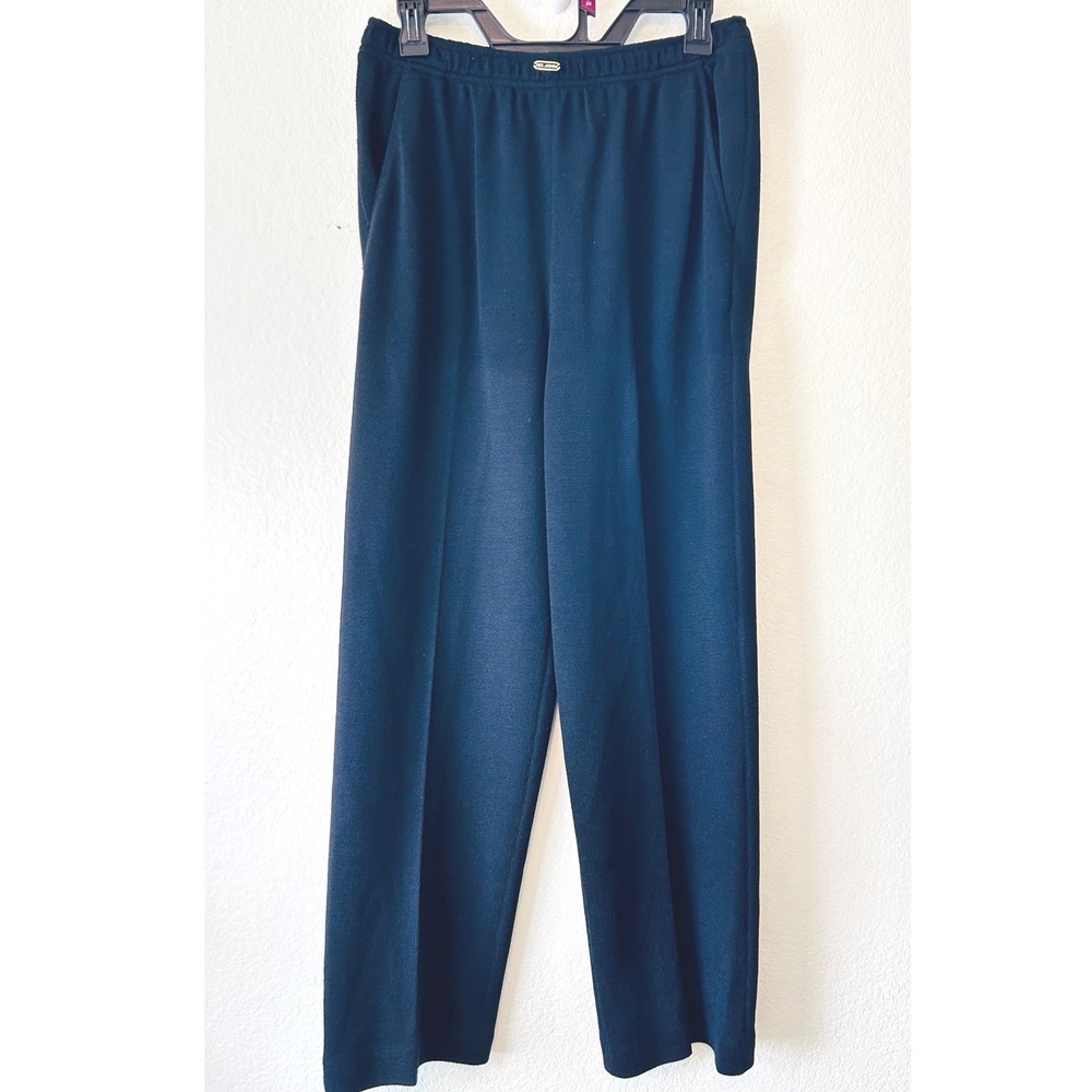 St. John Sport Marie Gray Quiet Luxury Black Santana Knit Straight Leg Pants S